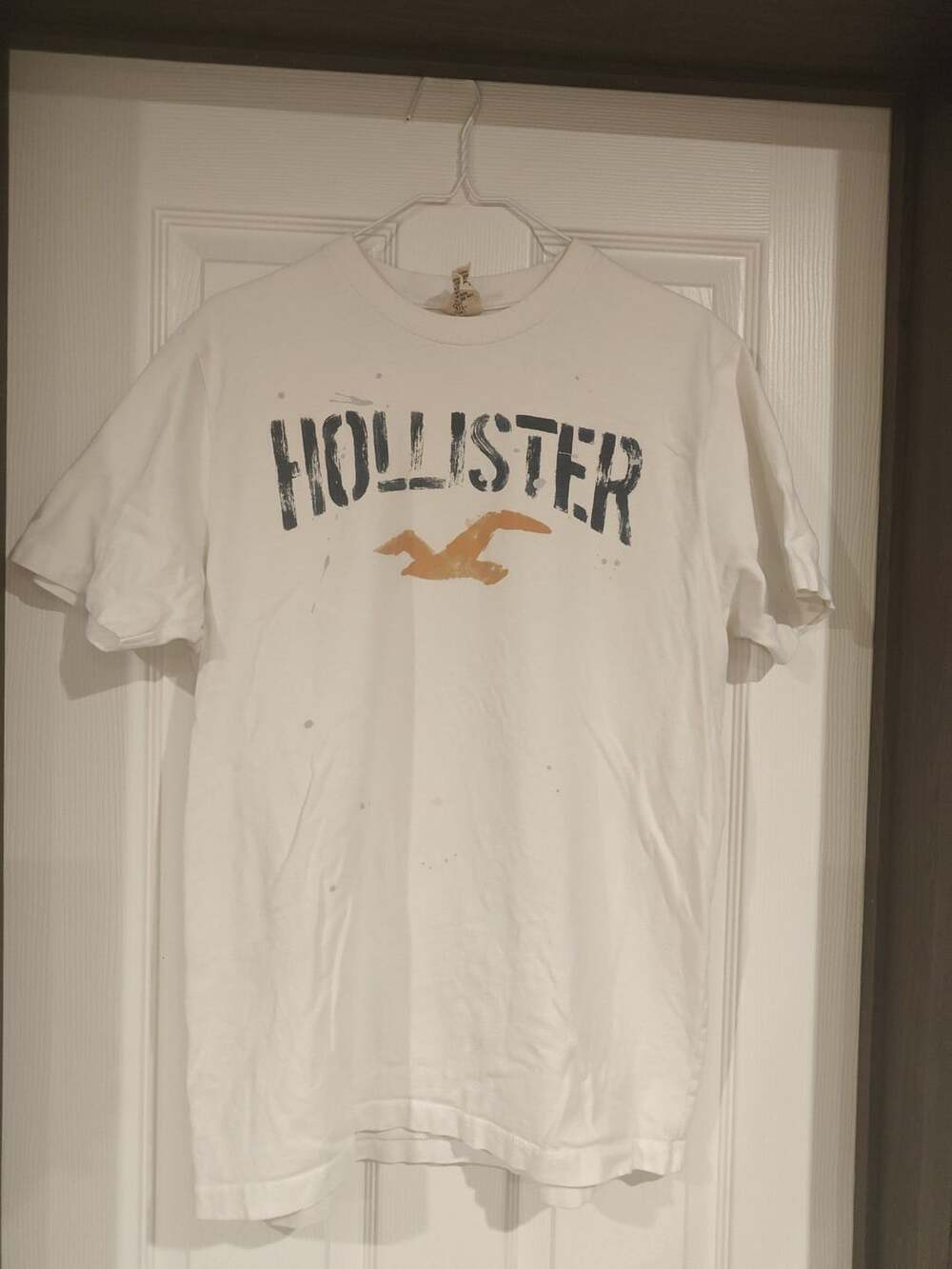 Hollister Graphic T-Shirt Size XL White Short Sleeve Logo Seagull